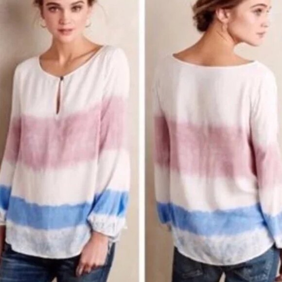 Holding Horses by Anthropologie Melting Stripes Silk Blouse - Picture 9 of 9